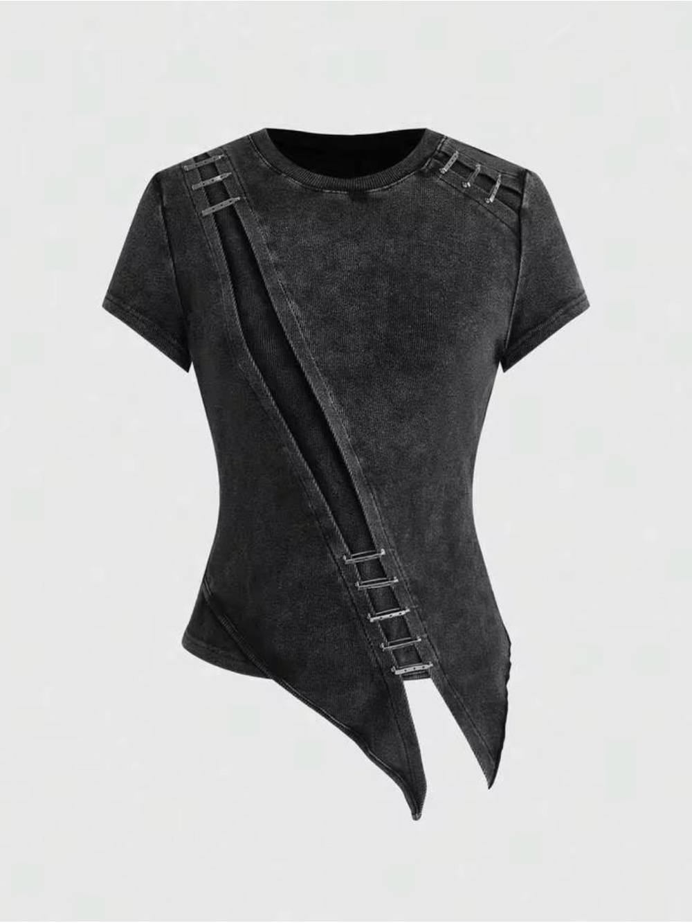 ROMWE Grunge Punk Y2K Punk Paperclip Decor Asymmetrical Shirt